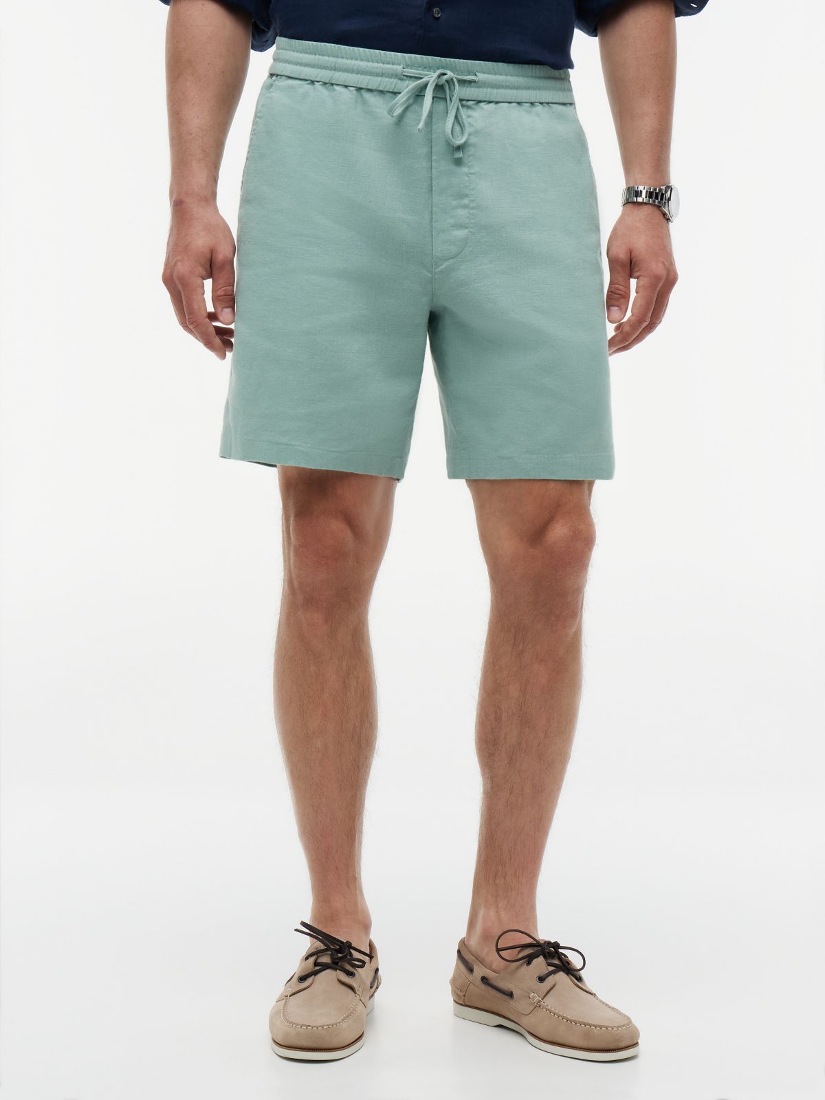 Dover Regular Straight Linen Blend Chino Shorts — Grey