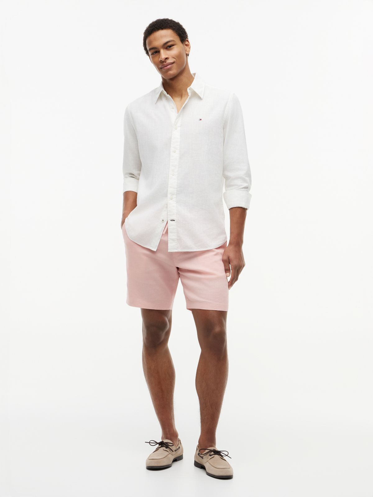 Dover Regular Straight Linen Blend Chino Shorts — Pink