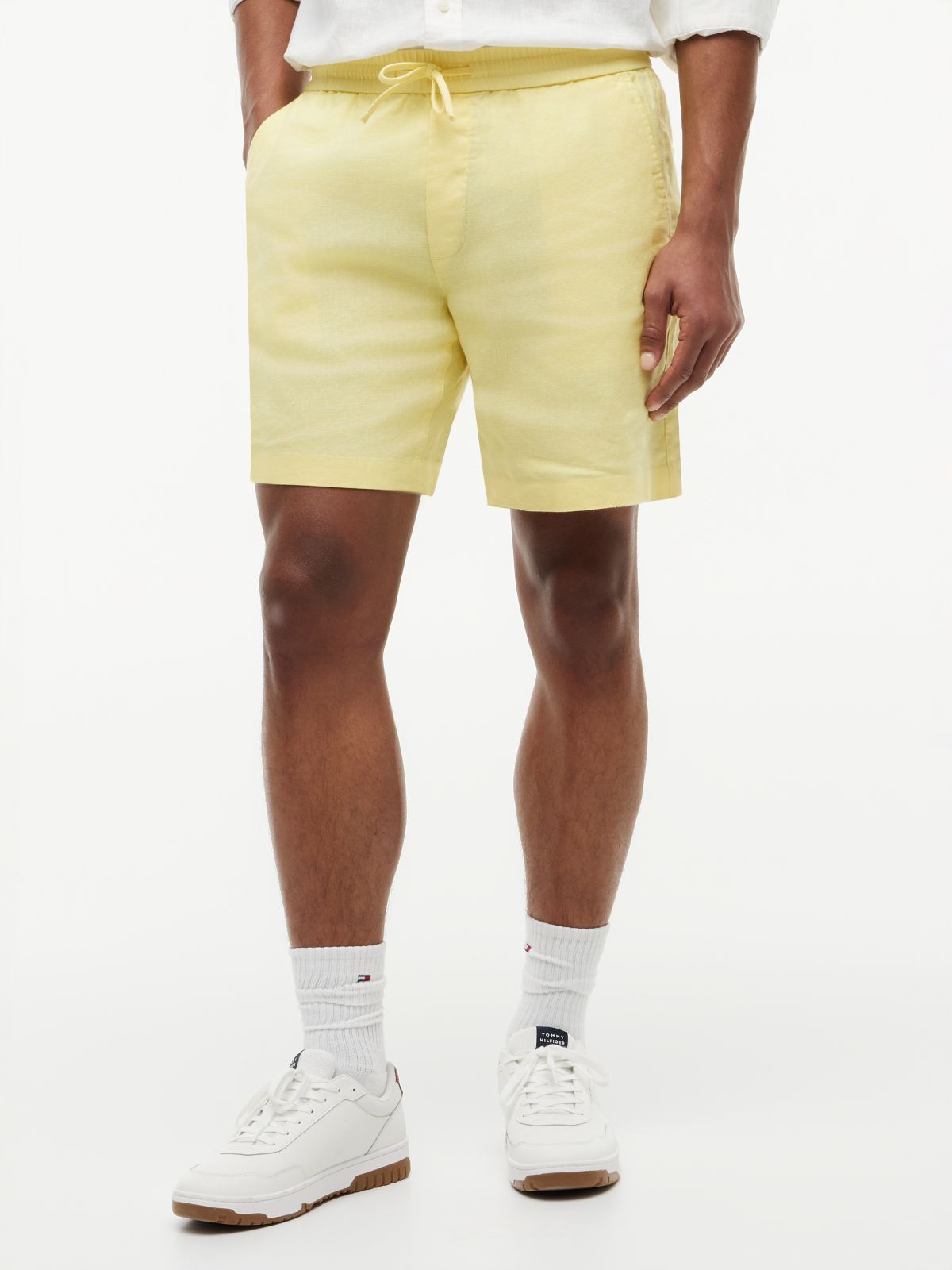 Dover Regular Straight Linen Blend Chino Shorts — Yellow
