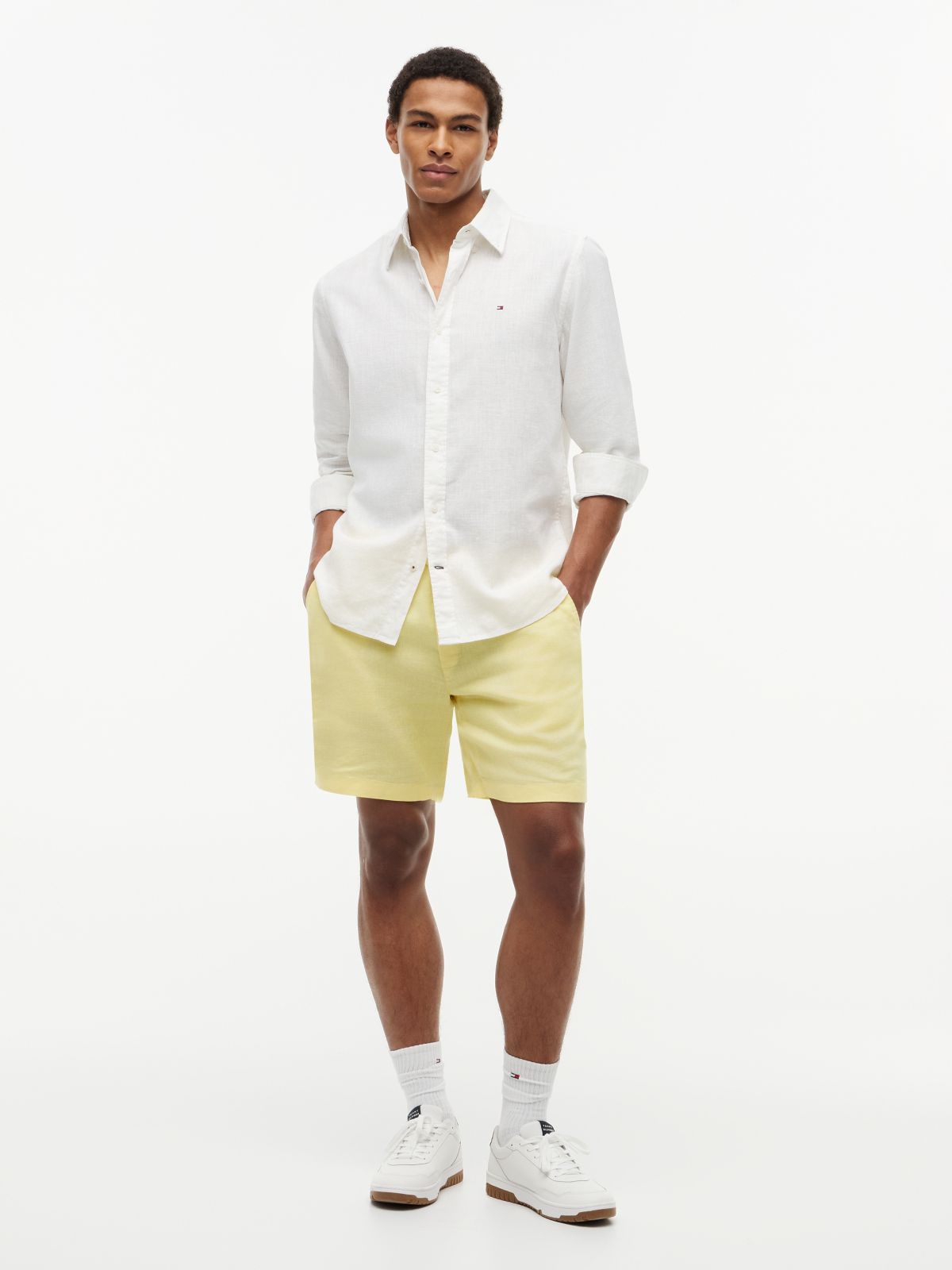 Dover Regular Straight Linen Blend Chino Shorts — Yellow