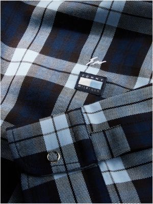 blue fragment check shirt for men tommy hilfiger
