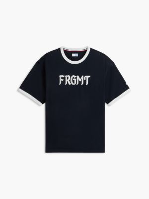 blauw tommy hilfiger x frgmt relaxed ringer t‑shirt voor heren - tommy hilfiger