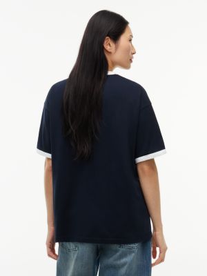 blauw tommy hilfiger x frgmt relaxed ringer t‑shirt voor heren - tommy hilfiger