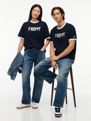 blauw tommy hilfiger x frgmt relaxed ringer t‑shirt voor heren - tommy hilfiger