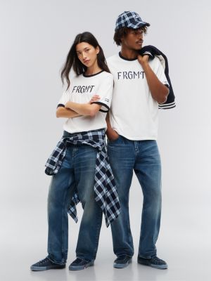 wit tommy hilfiger x frgmt relaxed ringer t‑shirt voor heren - tommy hilfiger