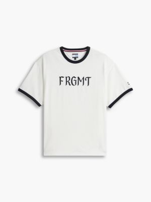 white fragment logo ringer t-shirt for men tommy hilfiger