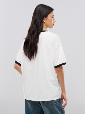 wit tommy hilfiger x frgmt relaxed ringer t‑shirt voor heren - tommy hilfiger