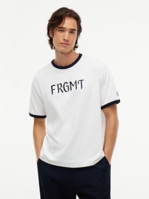 white fragment logo ringer t-shirt for men tommy hilfiger