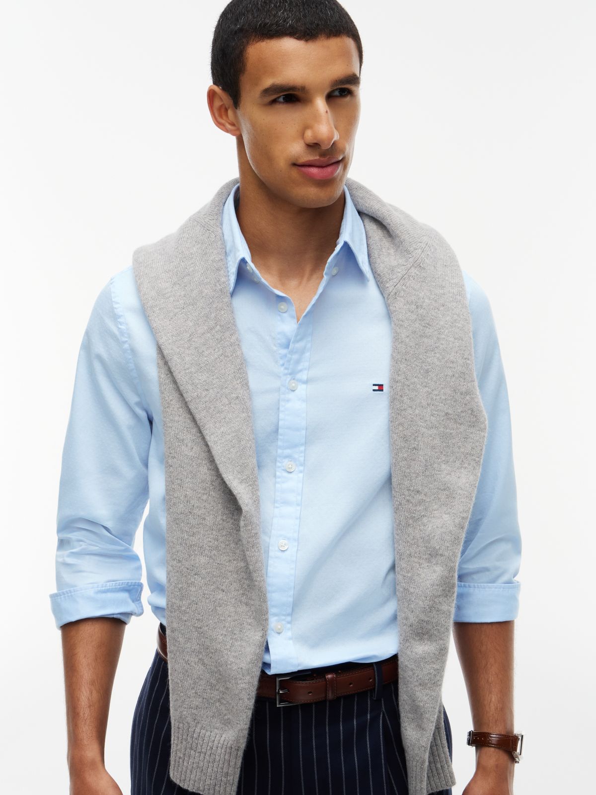 TH Flex Slim Fit Dobby Shirt — Blue