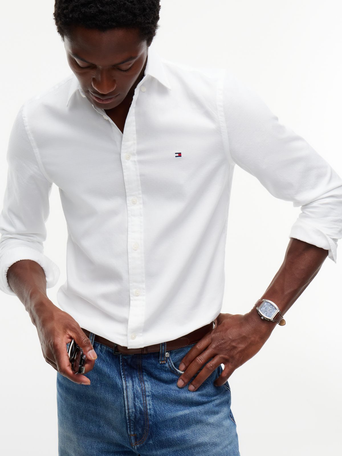 TH Flex Slim Fit Dobby Shirt — White