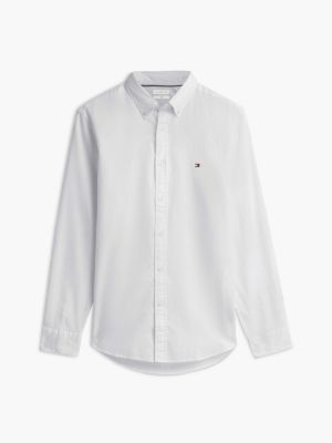 white th flex slim fit dobby shirt for men tommy hilfiger