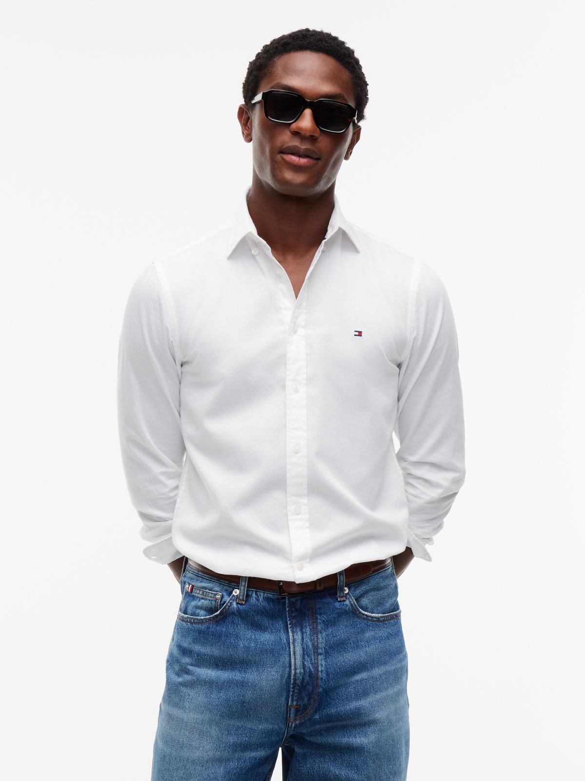 TH Flex Slim Fit Dobby Shirt — White