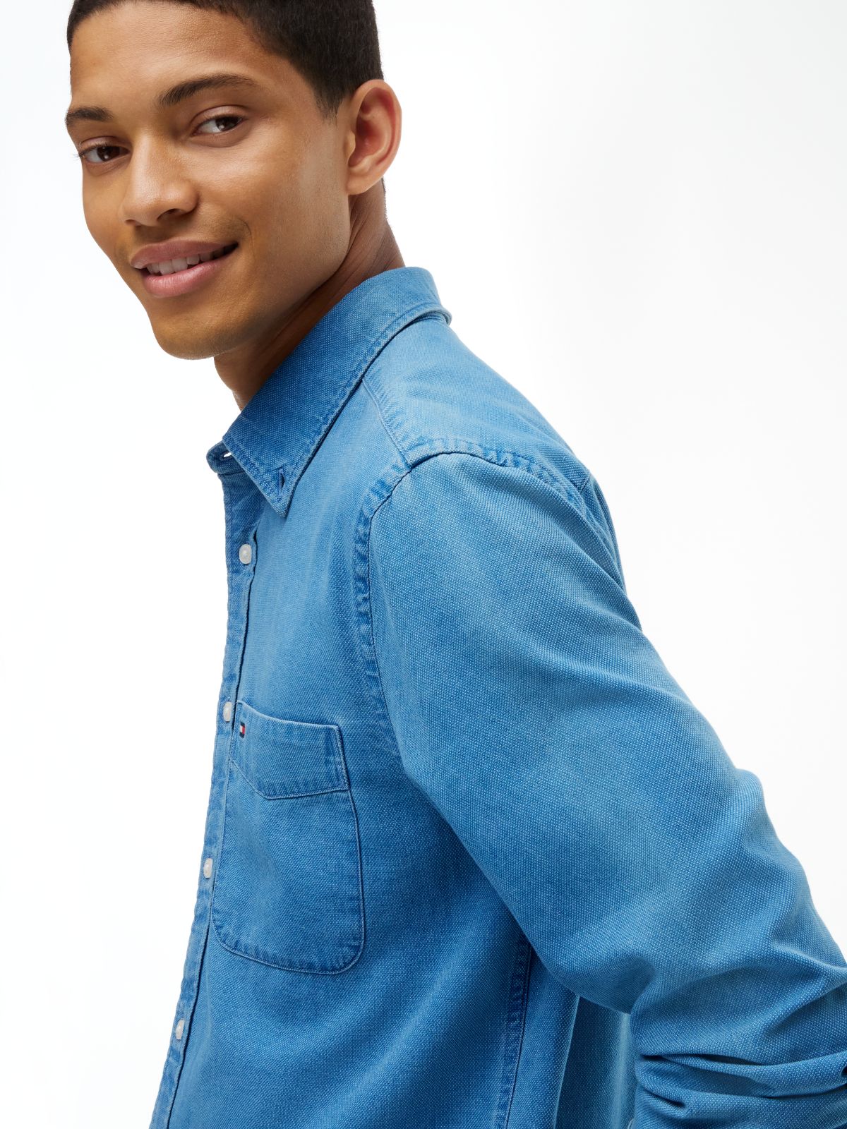 Regular Fit Dobby Denim Shirt — Denim