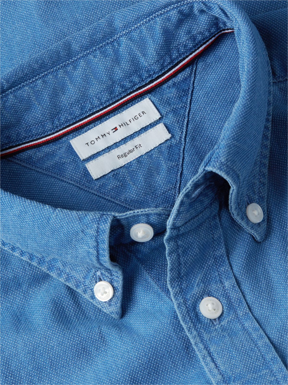Regular Fit Dobby Denim Shirt — Denim