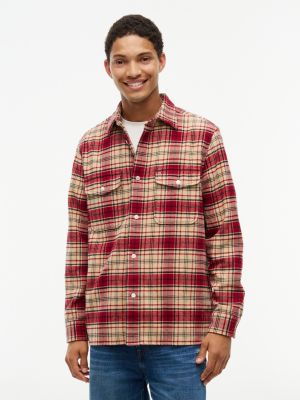 surchemise à carreaux en flanelle red pour hommes tommy hilfiger