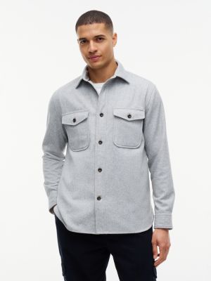 grey relaxed fit wolmix overhemd voor heren - tommy hilfiger