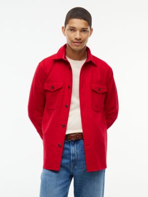 red relaxed fit wolmix overhemd voor heren - tommy hilfiger