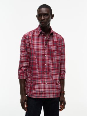 red relaxed fit oxford-hemd mit schottenkaro für herren - tommy hilfiger
