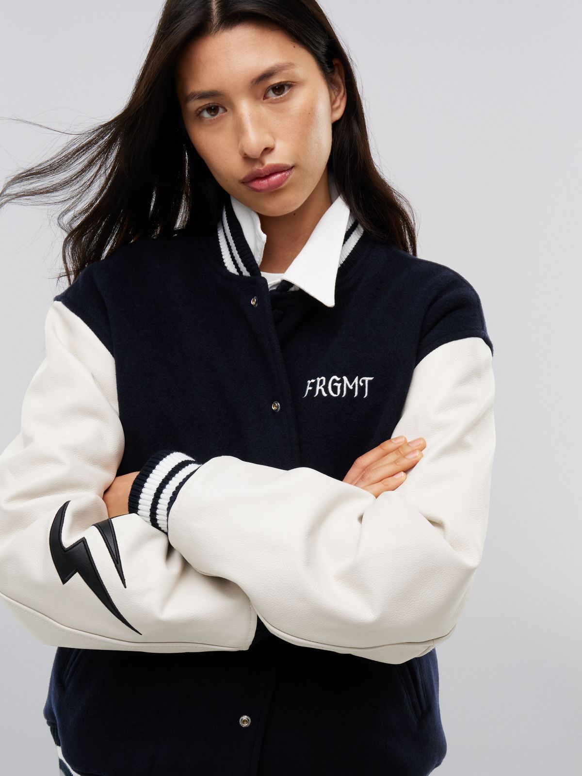 Tommy Hilfiger x FRGMT Leather Sleeves Varsity Jacket — White