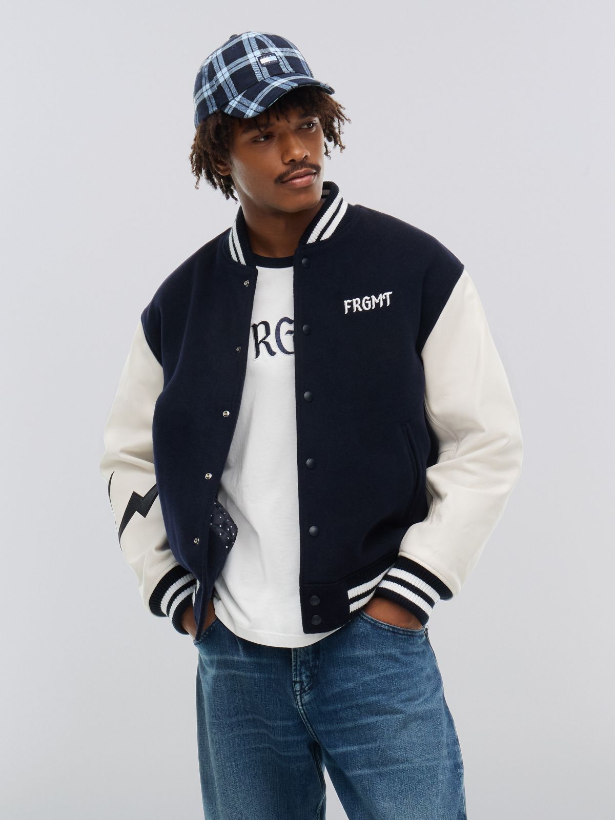 Tommy Hilfiger x FRGMT Leather Sleeves Varsity Jacket — White