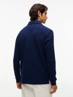 Regular Waffle Long Sleeve Polo Shirt — Blue 4