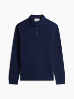 Regular Waffle Long Sleeve Polo Shirt — Blue 5