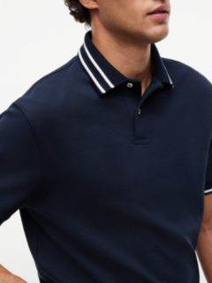 Relaxed Fit Foulard Jacquard Polo Shirt — Blue 3
