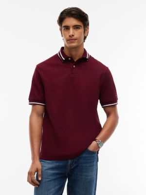 purple relaxed fit jacquard polo met foulardpatroon voor heren - tommy hilfiger