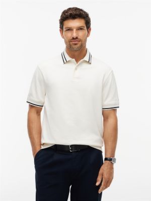 yellow relaxed fit jacquard polo met foulardpatroon voor heren - tommy hilfiger