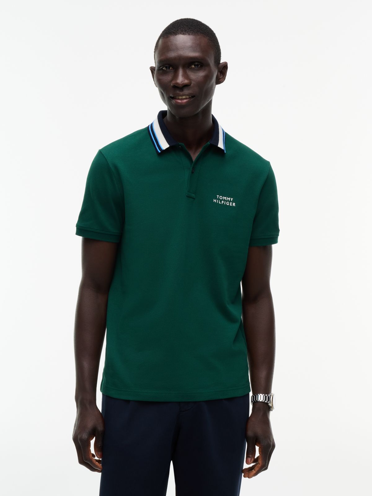 Regular Fit Tipped Collar Polo Shirt — Green