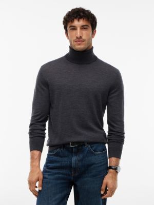 grey new york label wool roll neck jumper for men tommy hilfiger