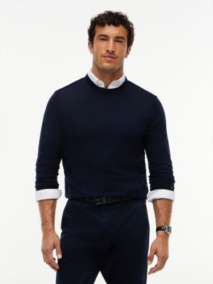 blue new york label pure wool jumper for men tommy hilfiger