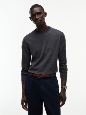 grey new york label pure wool jumper for men tommy hilfiger