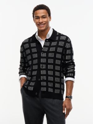 cardigan new york label en laine mélangée black pour hommes tommy hilfiger