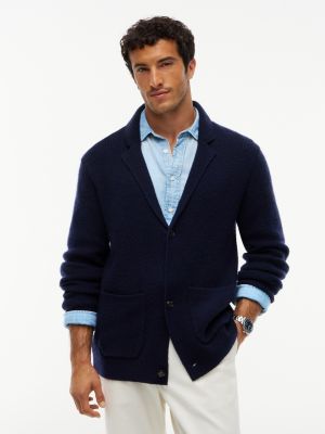blue new york label wool blend cardigan for men tommy hilfiger