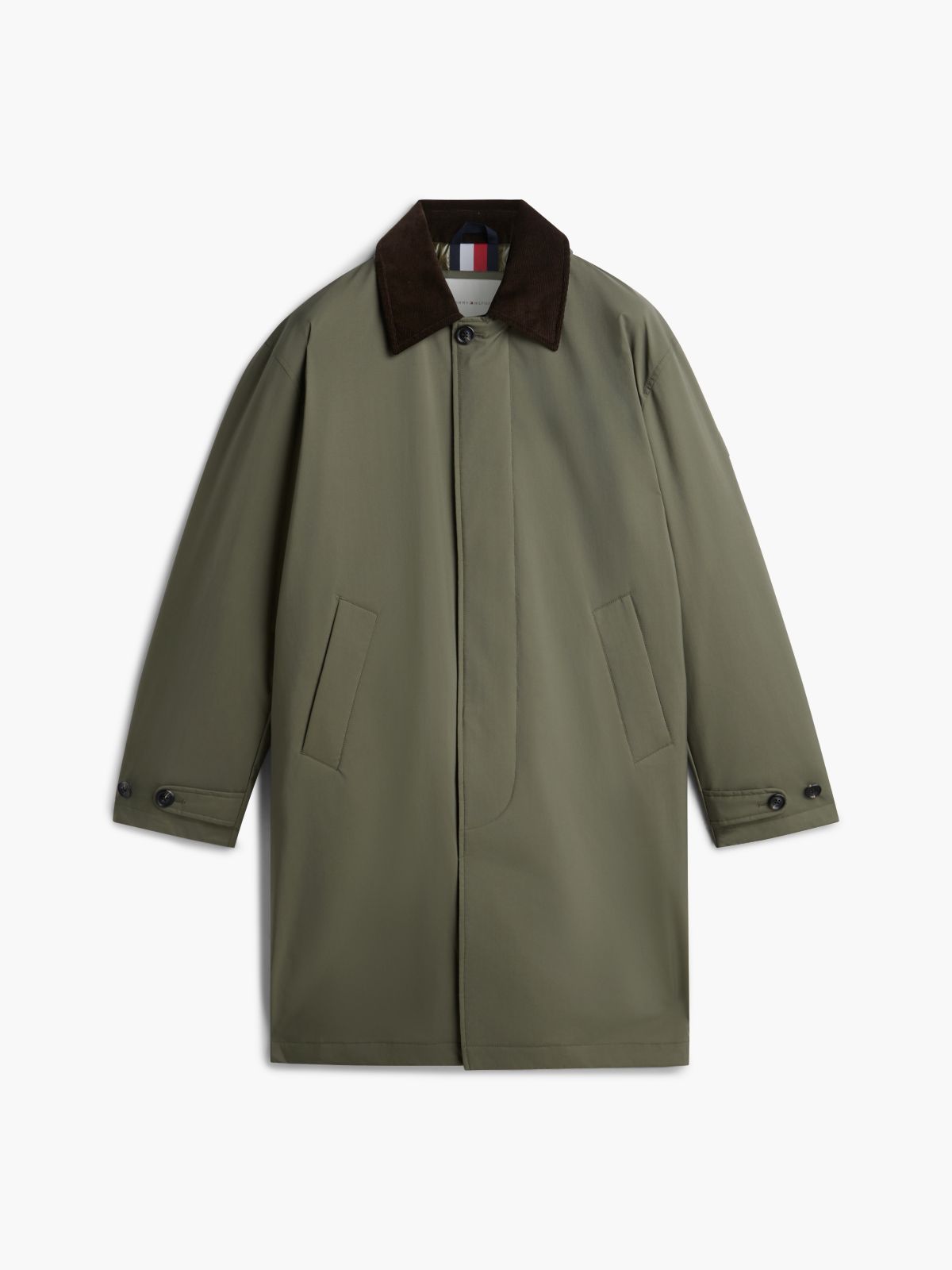 Ripstop Collared Relaxed Padded Coat — Green