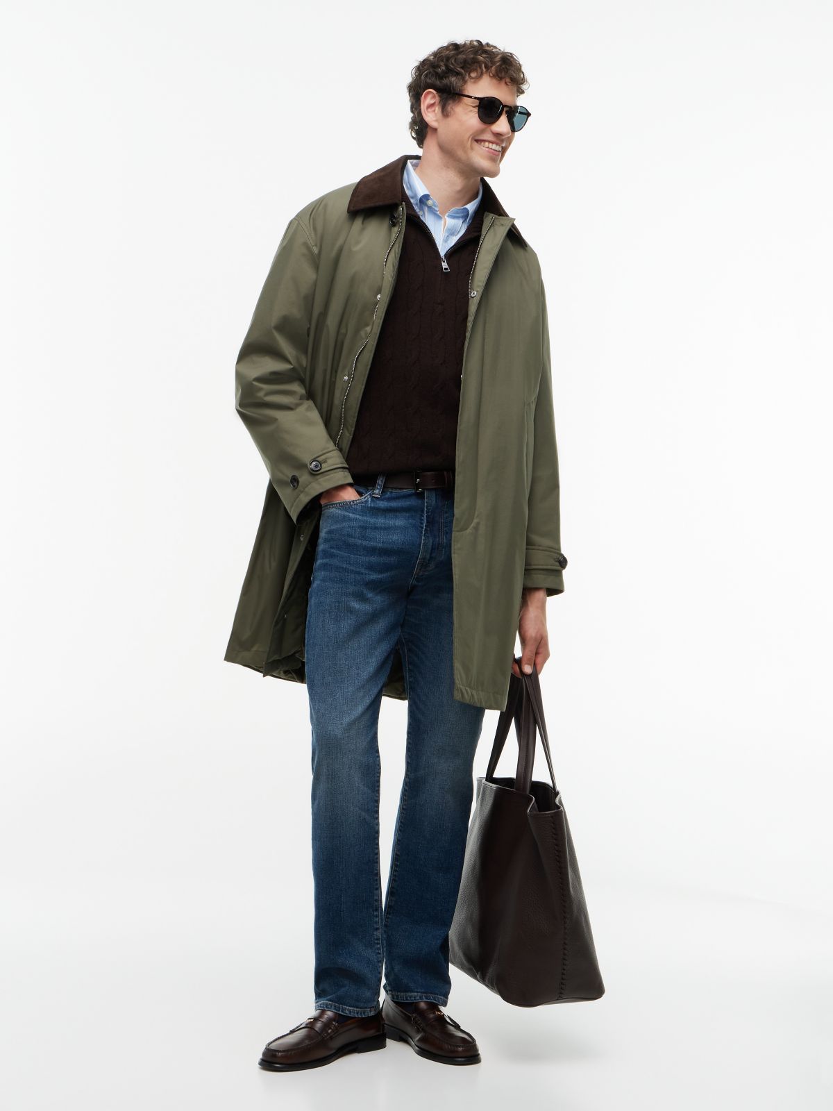 Ripstop Collared Relaxed Padded Coat — Green