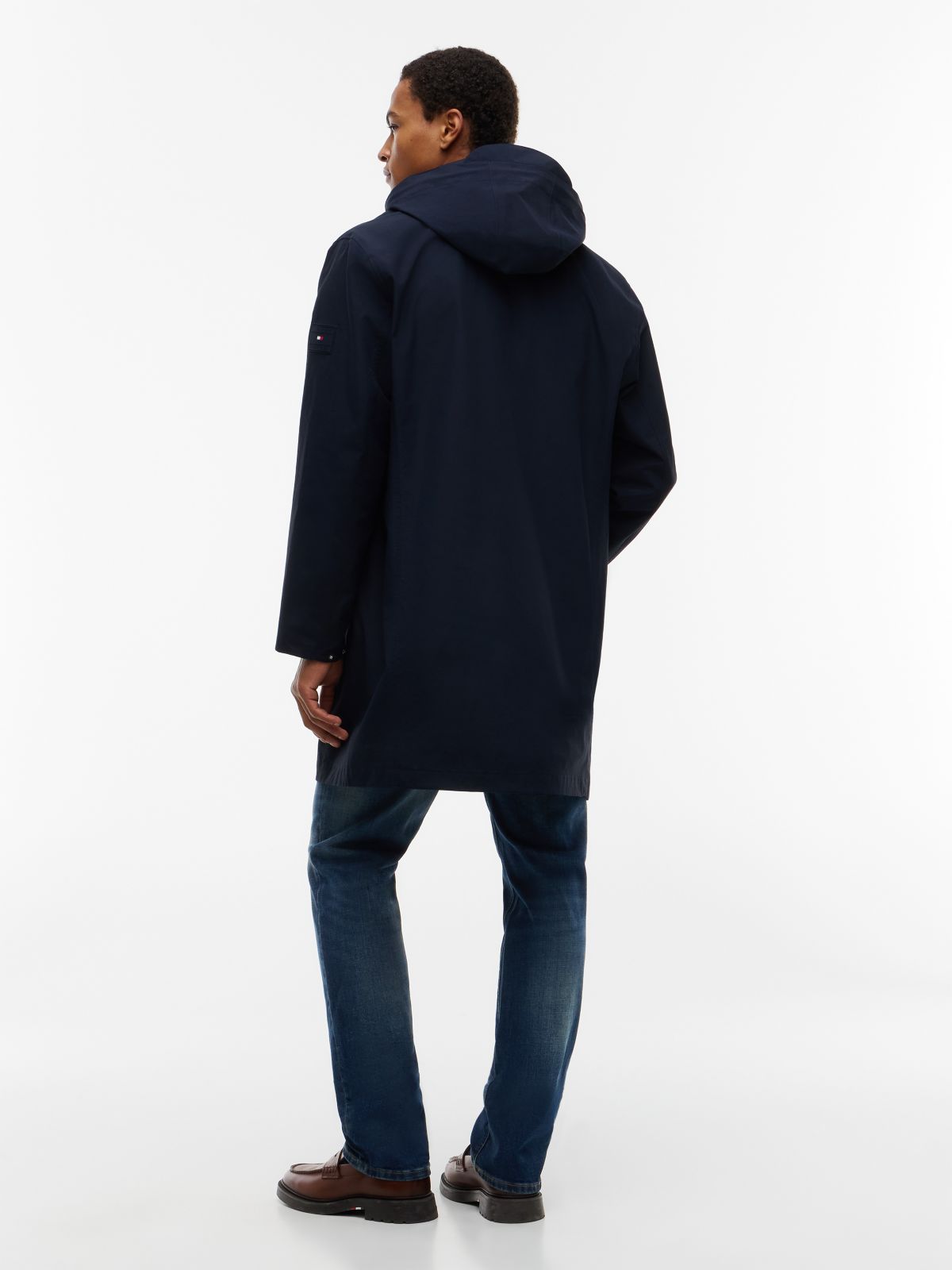 Waterproof Triple-Layer Hooded Relaxed Mac Coat — Blue