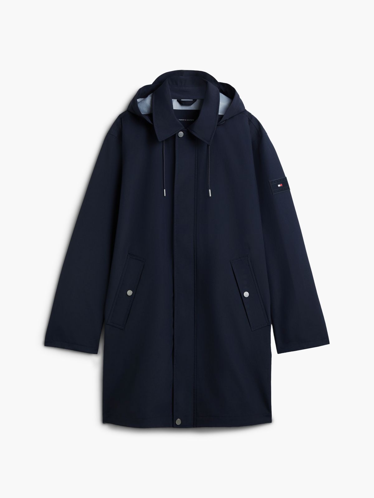 Waterproof Triple-Layer Hooded Relaxed Mac Coat — Blue
