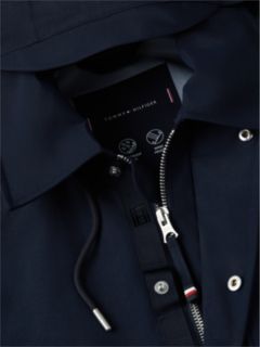 Waterproof Triple-Layer Hooded Relaxed Mac Coat — Blue 6