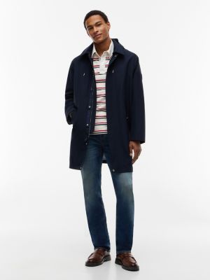 blue wasserdichter, dreilagiger relaxed fit regenmantel mit kapuze für herren - tommy hilfiger
