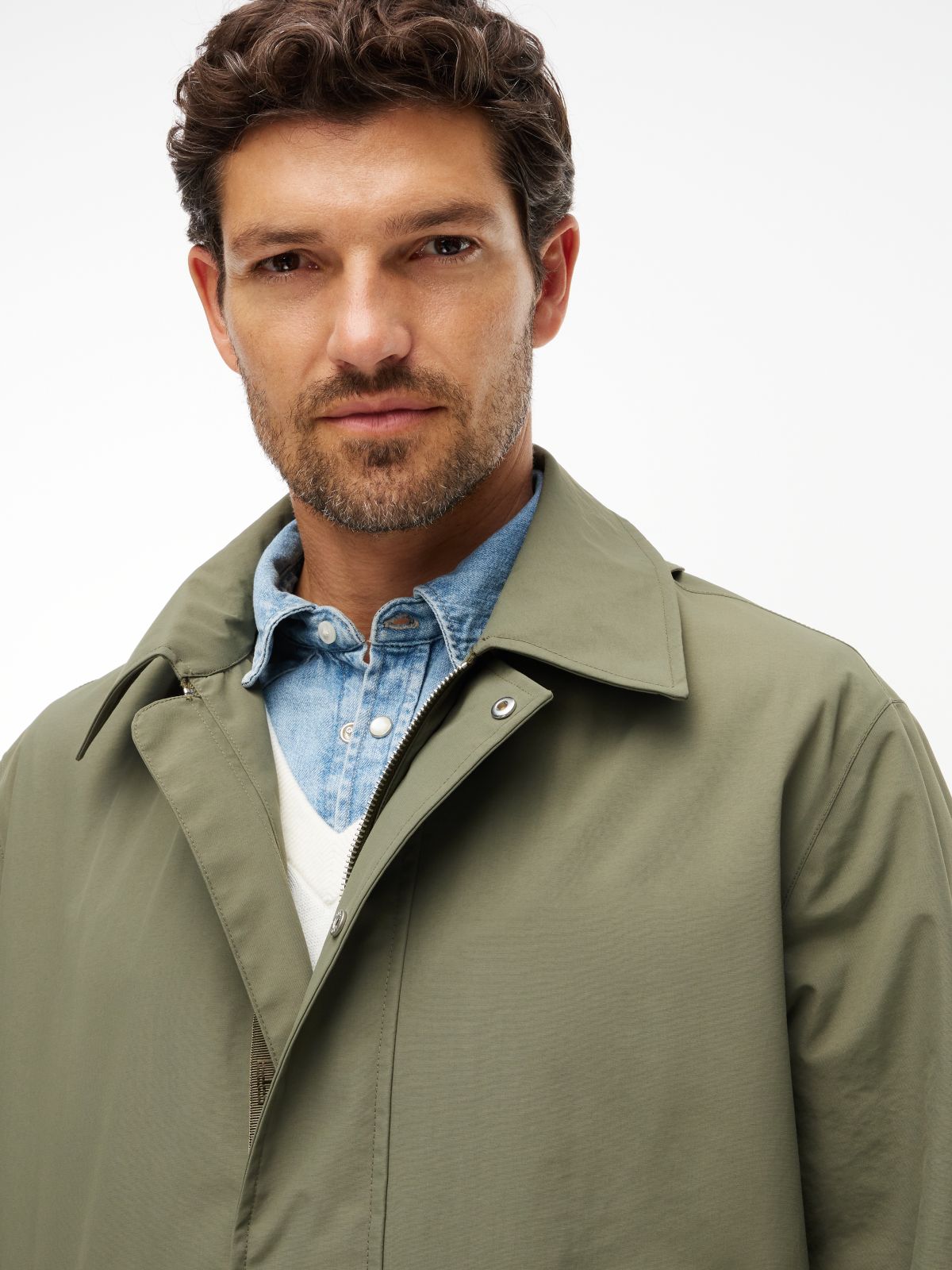 Waterproof Triple-Layer Hooded Relaxed Mac Coat — Green