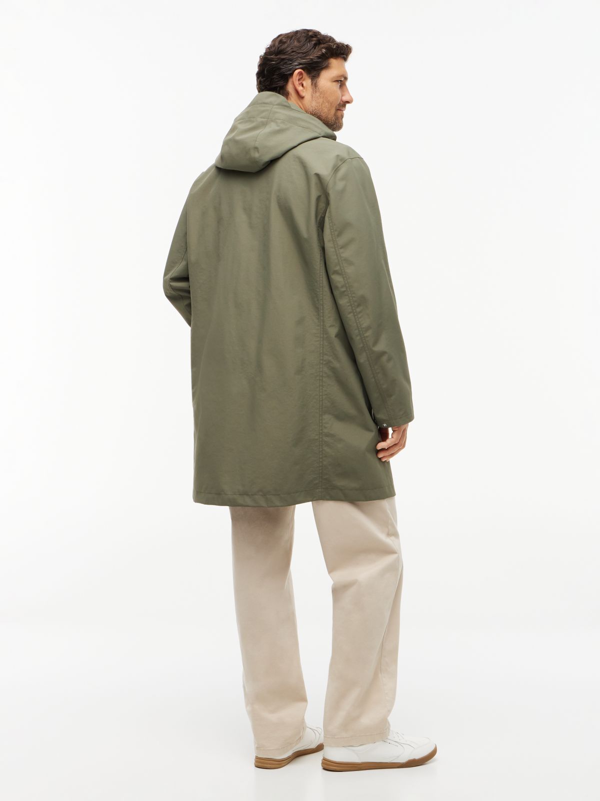 Waterproof Triple-Layer Hooded Relaxed Mac Coat — Green