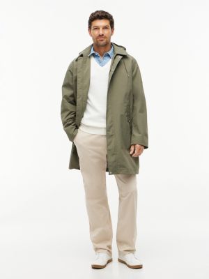 green wasserdichter, dreilagiger relaxed fit regenmantel mit kapuze für herren - tommy hilfiger