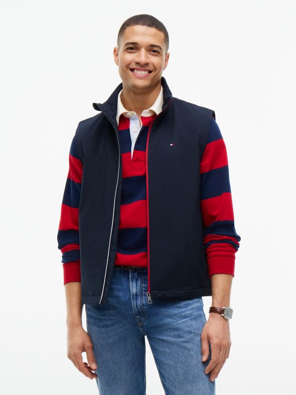 Global Stripe Lightweight Padded Gilet — Blue