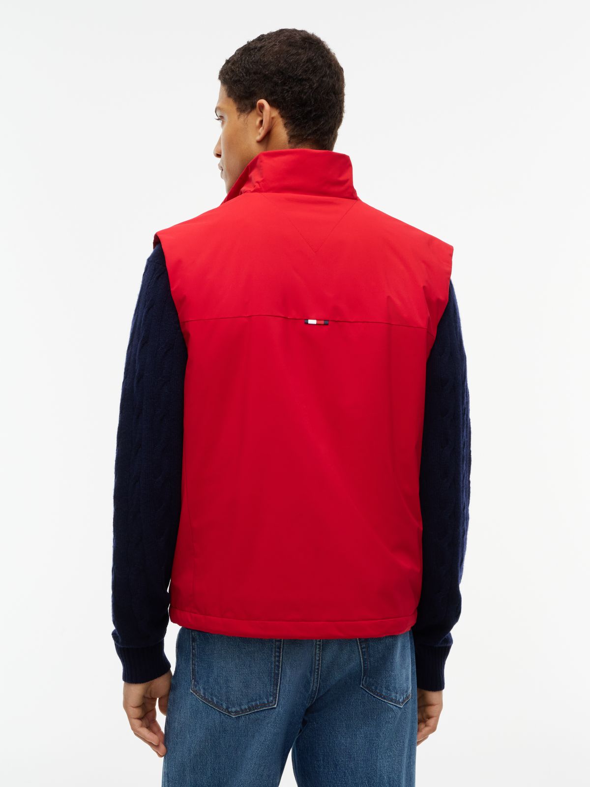 Global Stripe Lightweight Padded Gilet — Red
