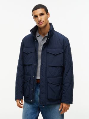blue packable quilted field jacket for men tommy hilfiger