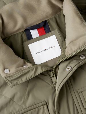 green packable quilted field jacket for men tommy hilfiger