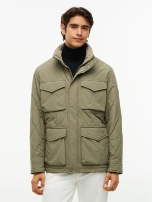 green packable quilted field jacket for men tommy hilfiger