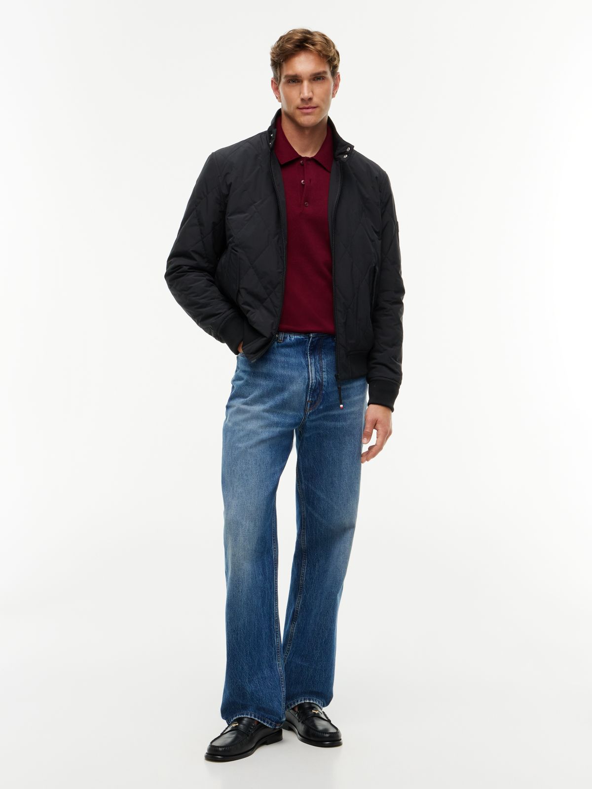 Water Repellent Packable Quilted Harrington Jacket — Black